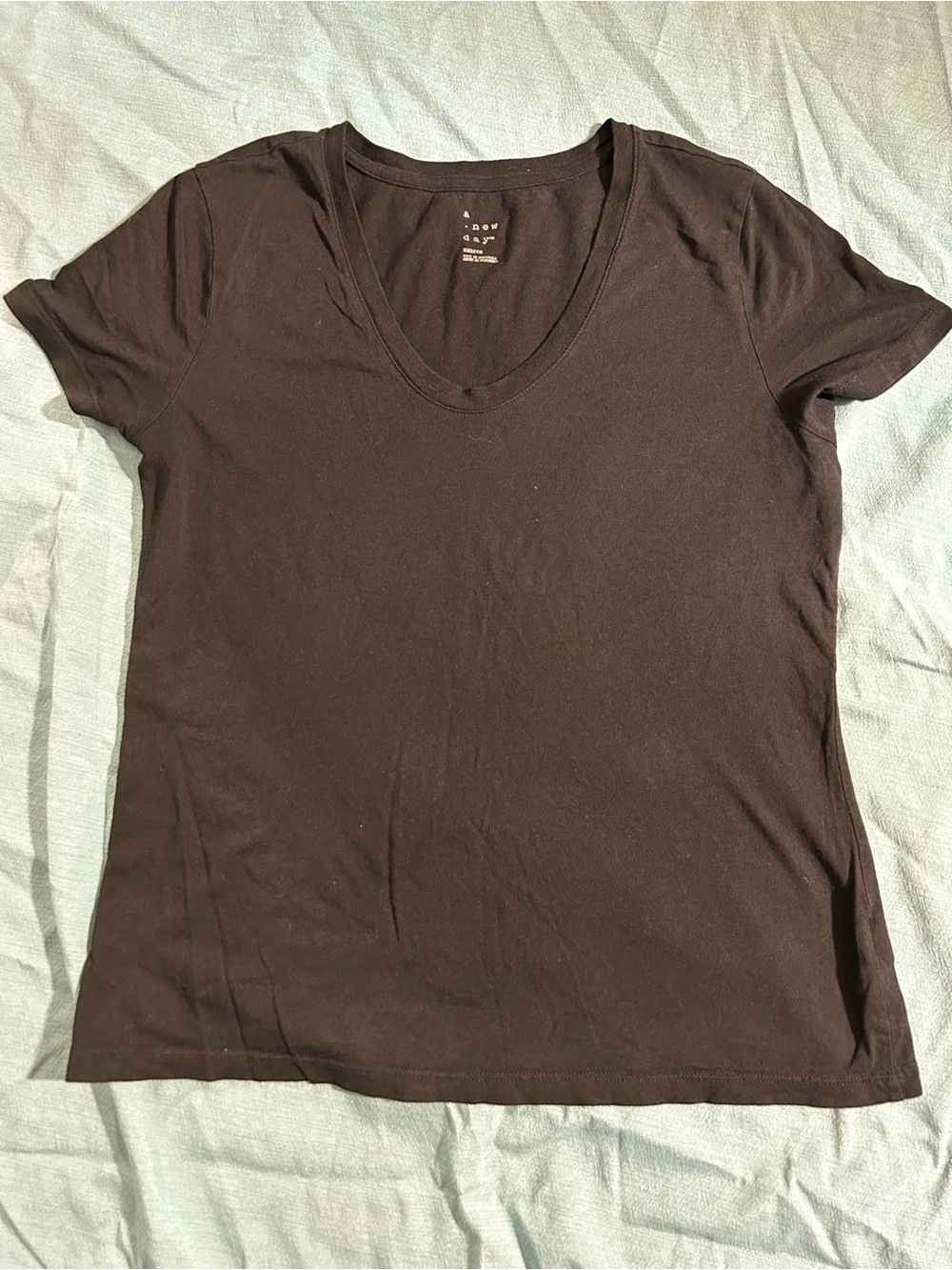 A New Day Black V-Neck Tee Size M